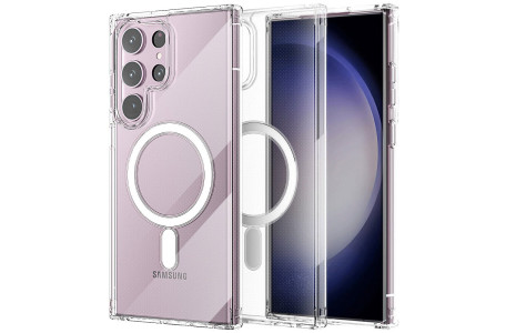 Newface Samsung Galaxy S23 Ultra Kılıf Magneticsafe Şeffaf Silikon - Şeffaf
