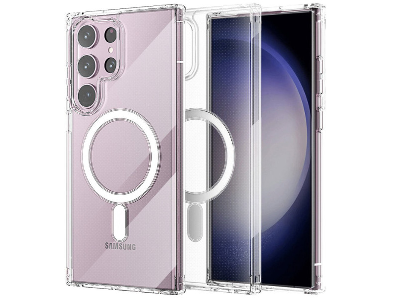 Newface Samsung Galaxy S23 Ultra Kılıf Magneticsafe Şeffaf Silikon - Şeffaf