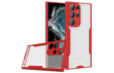 Newface Samsung Galaxy S23 Ultra Kılıf Platin Silikon - Kırmızı