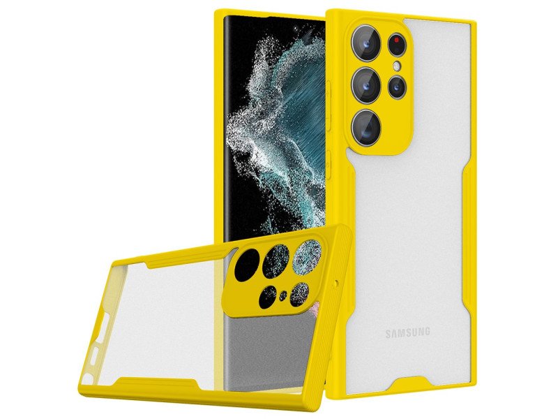 Newface Samsung Galaxy S23 Ultra Kılıf Platin Silikon - Sarı