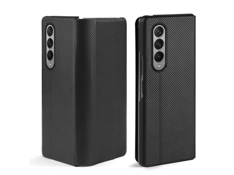Newface Samsung Galaxy Z Fold 3 Kılıf Fold Karbon Kapak - Siyah