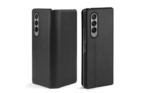 Newface Samsung Galaxy Z Fold 4 Kılıf Fold Karbon Kapak - Siyah