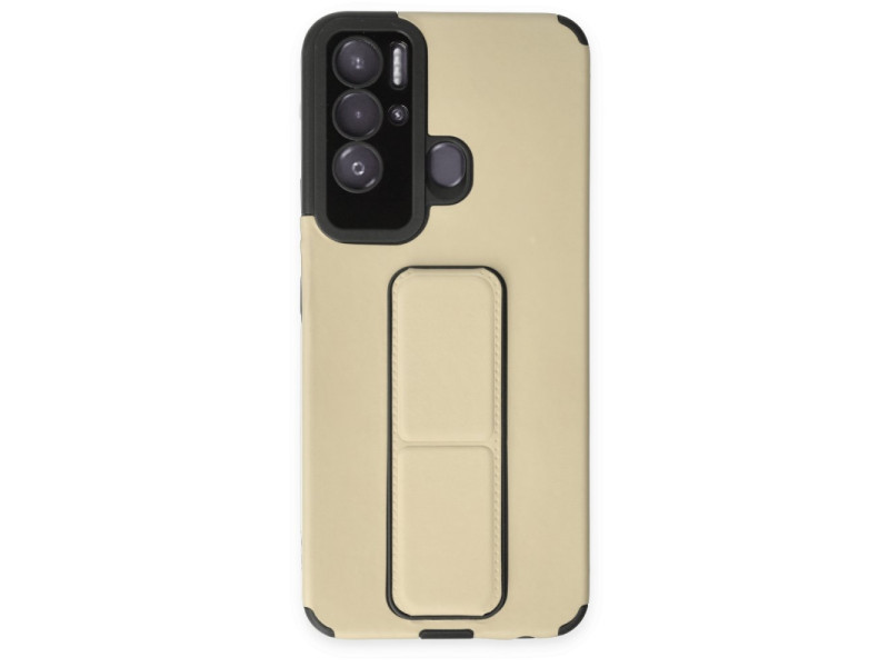 Newface Tecno Pova Neo Kılıf Mega Standlı Silikon - Gold
