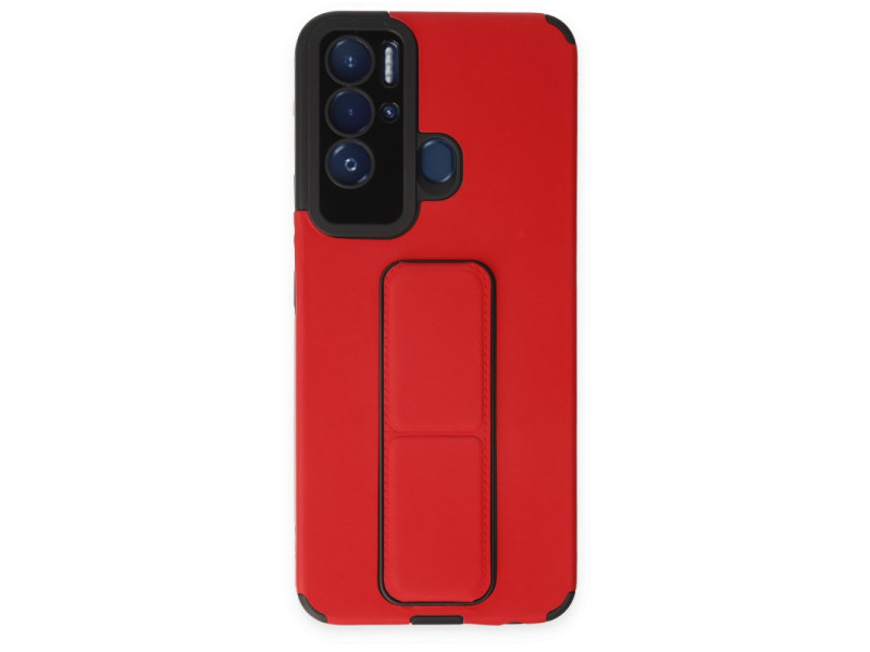 Newface Tecno Pova Neo Kılıf Mega Standlı Silikon - Kırmızı