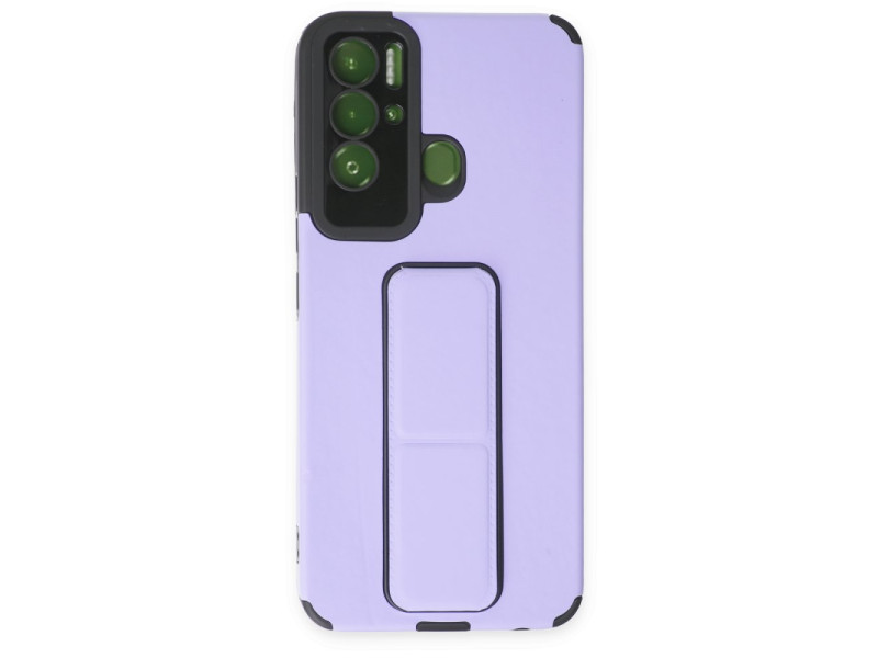 Newface Tecno Pova Neo Kılıf Mega Standlı Silikon - Lila