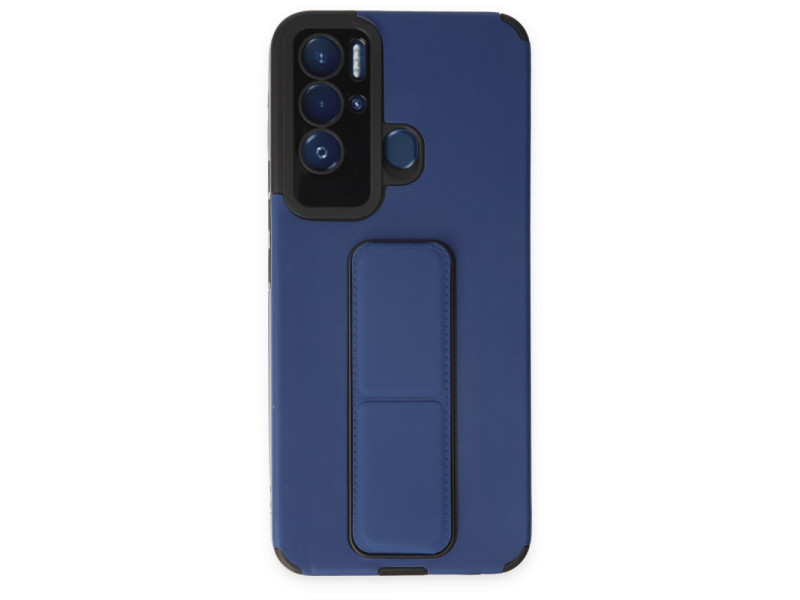 Newface Tecno Pova Neo Kılıf Mega Standlı Silikon - Mavi