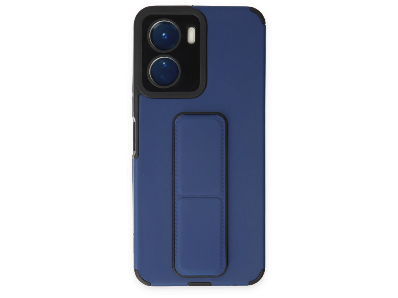 Newface Vivo Y16 Kılıf Mega Standlı Silikon - Mavi