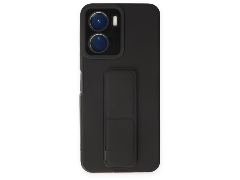 Newface Vivo Y16 Kılıf Mega Standlı Silikon - Siyah
