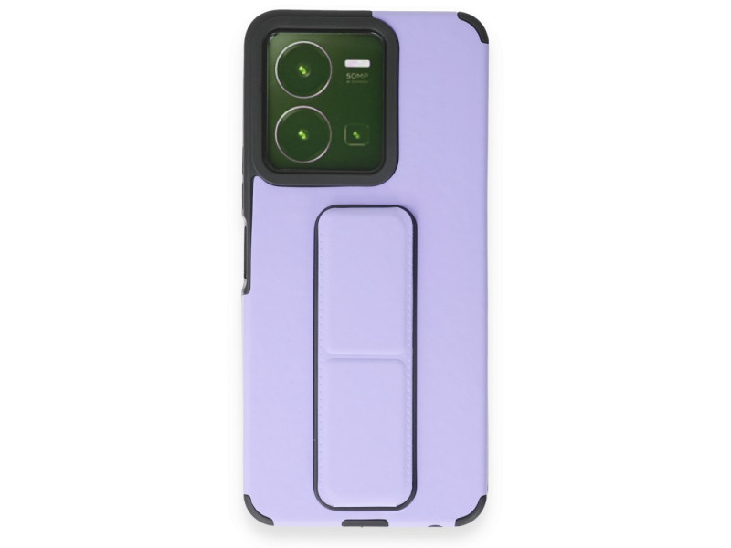 Newface Vivo Y22S Kılıf Mega Standlı Silikon - Lila