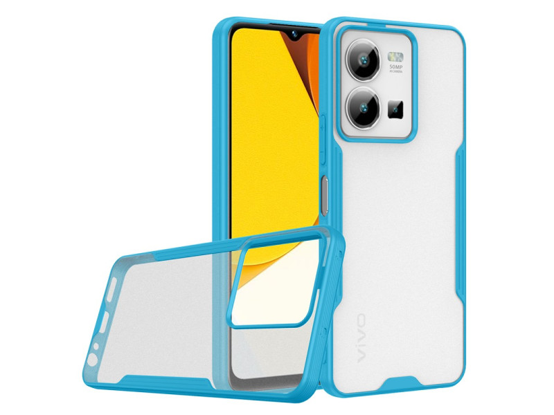 Newface Vivo Y22S Kılıf Platin Silikon - Mavi