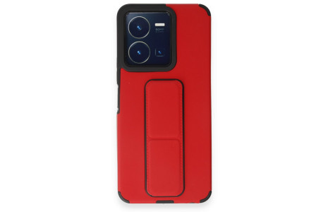 Newface Vivo Y35 Kılıf Mega Standlı Silikon - Kırmızı