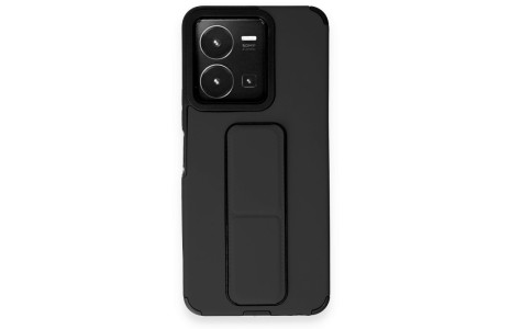 Newface Vivo Y35 Kılıf Mega Standlı Silikon - Siyah