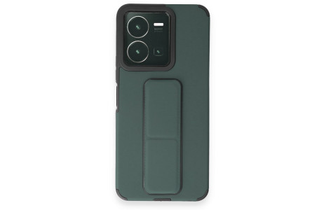 Newface Vivo Y35 Kılıf Mega Standlı Silikon - Yeşil