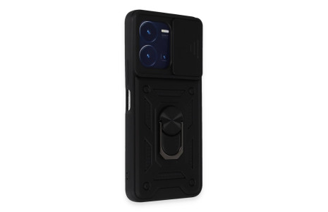 Newface Vivo Y35 Kılıf Pars Lens Yüzüklü Silikon - Siyah