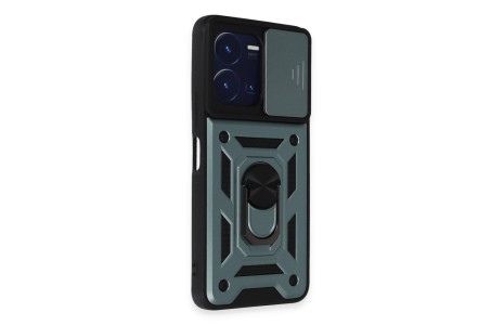 Newface Vivo Y35 Kılıf Pars Lens Yüzüklü Silikon - Yeşil