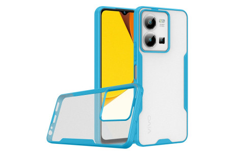 Newface Vivo Y35 Kılıf Platin Silikon - Mavi