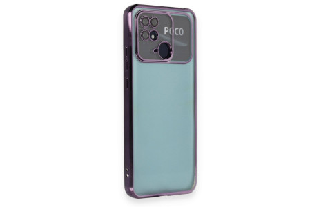 Newface Xiaomi Poco C40 Kılıf Razer Lensli Silikon - Mor