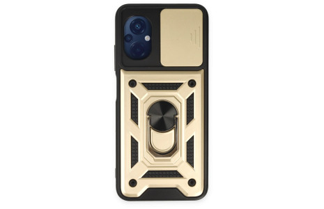 Newface Xiaomi Poco M5 Kılıf Pars Lens Yüzüklü Silikon - Gold