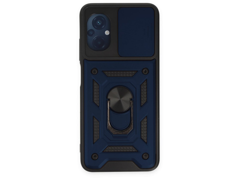 Newface Xiaomi Poco M5 Kılıf Pars Lens Yüzüklü Silikon - Lacivert