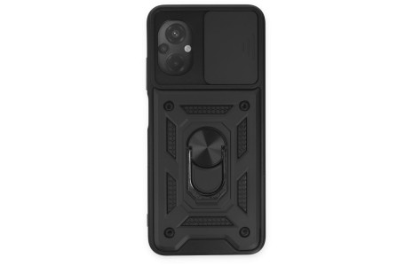 Newface Xiaomi Poco M5 Kılıf Pars Lens Yüzüklü Silikon - Siyah