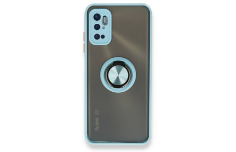 Newface Xiaomi Redmi Note 11 SE Kılıf Montreal Yüzüklü Silikon Kapak - Buz Mavi