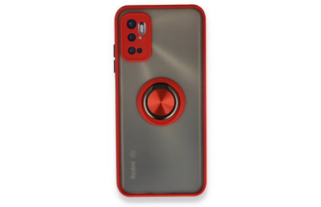 Newface Xiaomi Redmi Note 11 SE Kılıf Montreal Yüzüklü Silikon Kapak - Kırmızı