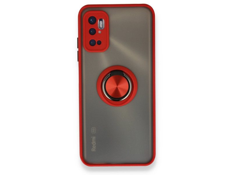 Newface Xiaomi Redmi Note 11 SE Kılıf Montreal Yüzüklü Silikon Kapak - Kırmızı