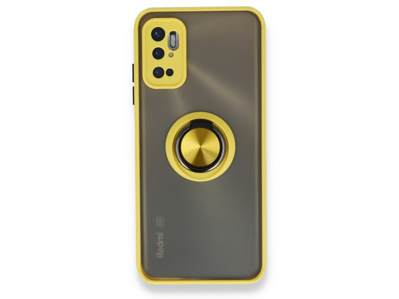 Newface Xiaomi Redmi Note 11 SE Kılıf Montreal Yüzüklü Silikon Kapak - Sarı