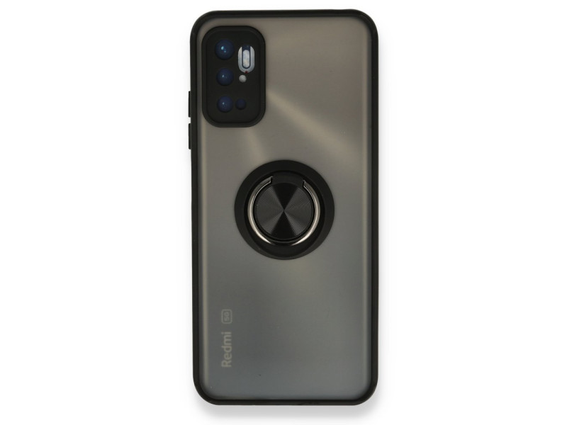 Newface Xiaomi Redmi Note 11 SE Kılıf Montreal Yüzüklü Silikon Kapak - Siyah
