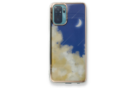 Newface Xiaomi Poco M5s Kılıf Çiçekli Silikon - Lacivert