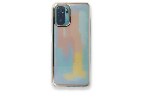 Newface Xiaomi Poco M5s Kılıf Çiçekli Silikon - Mavi