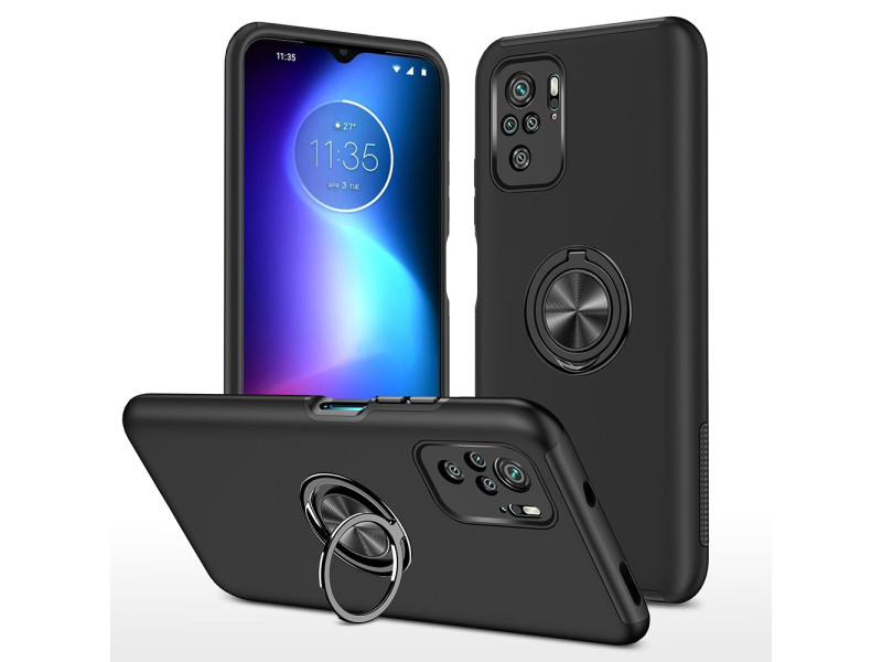 Newface Xiaomi Poco M5s Kılıf Elit Yüzüklü Kapak - Siyah