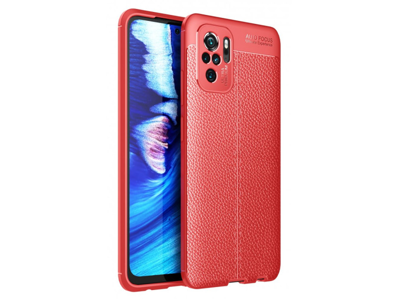 Newface Xiaomi Poco M5s Kılıf Focus Derili Silikon - Kırmızı