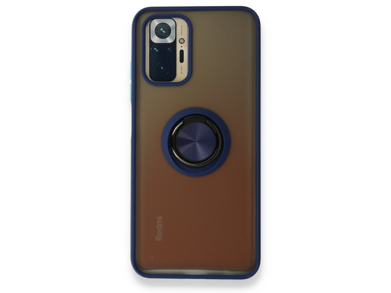 Newface Xiaomi Poco M5s Kılıf Montreal Yüzüklü Silikon Kapak - Lacivert