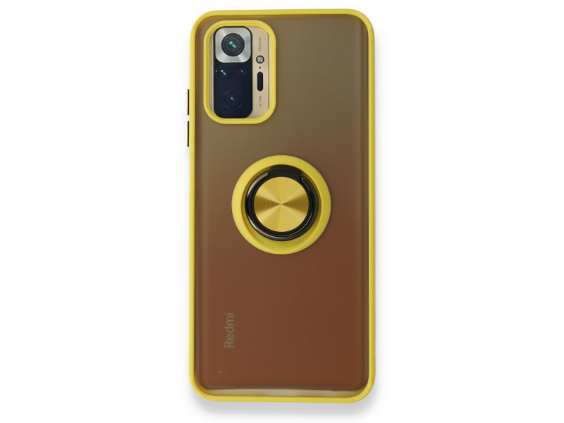 Newface Xiaomi Poco M5s Kılıf Montreal Yüzüklü Silikon Kapak - Sarı