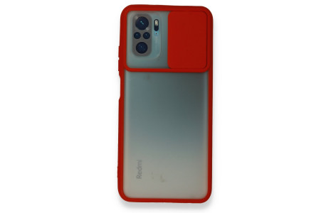 Newface Xiaomi Poco M5s Kılıf Palm Buzlu Kamera Sürgülü Silikon - Kırmızı