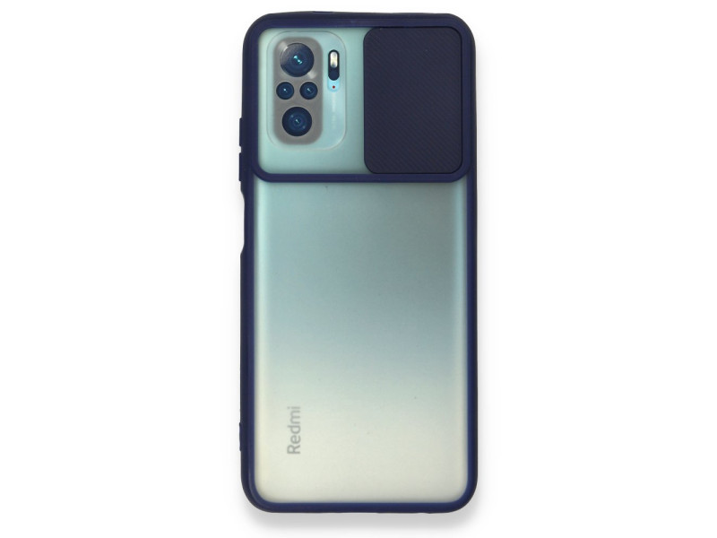 Newface Xiaomi Poco M5s Kılıf Palm Buzlu Kamera Sürgülü Silikon - Lacivert