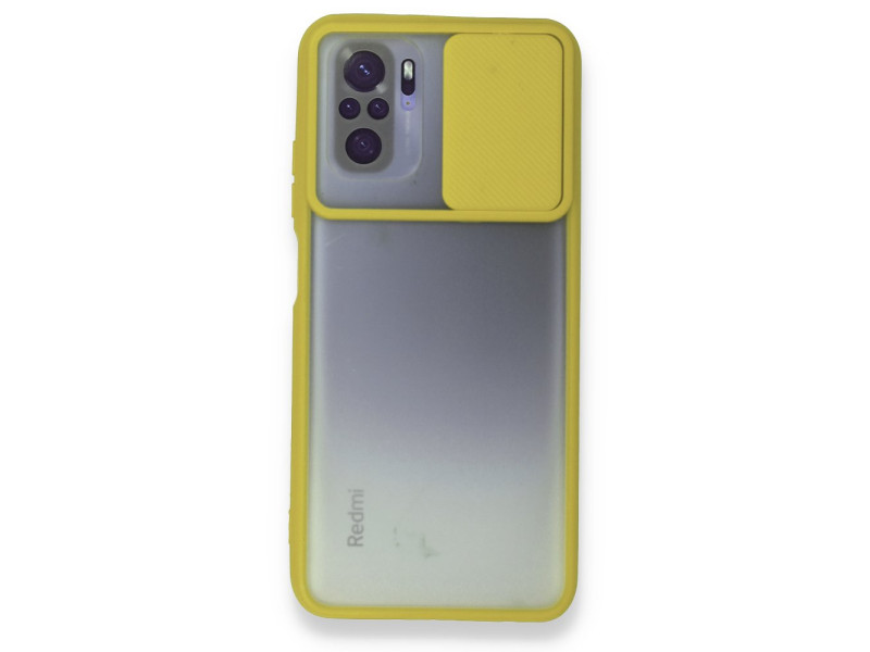 Newface Xiaomi Poco M5s Kılıf Palm Buzlu Kamera Sürgülü Silikon - Sarı