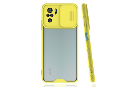 Newface Xiaomi Poco M5s Kılıf Platin Kamera Koruma Silikon - Sarı