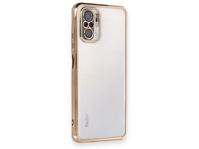 Newface Xiaomi Redmi Note 10 Kılıf Razer Lensli Silikon - Gold