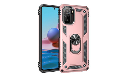 Newface Xiaomi Poco M5s Kılıf Sofya Yüzüklü Silikon Kapak - Rose