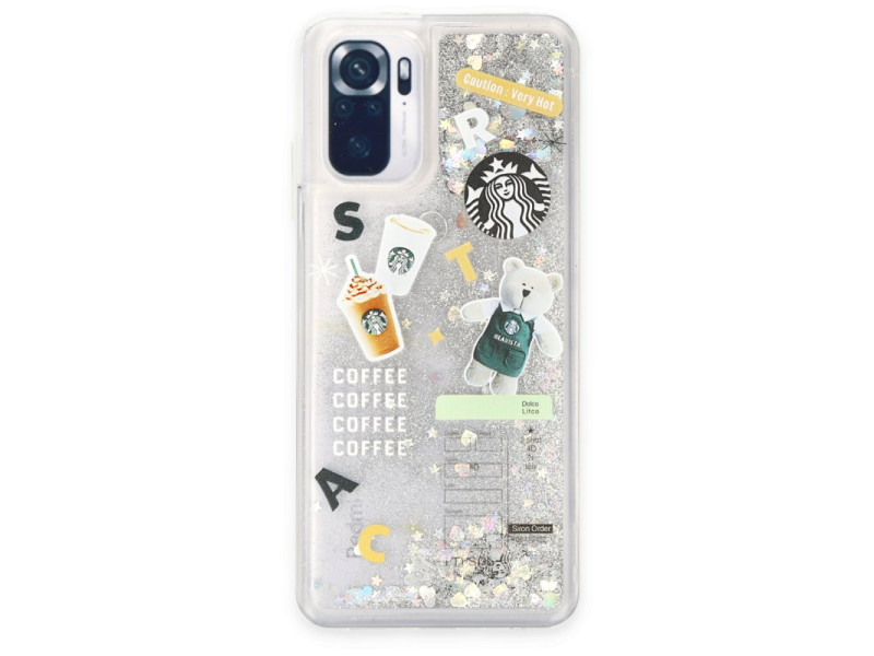 Newface Xiaomi Poco M5s Kılıf Starbuck Sulu Silikon - Gümüş