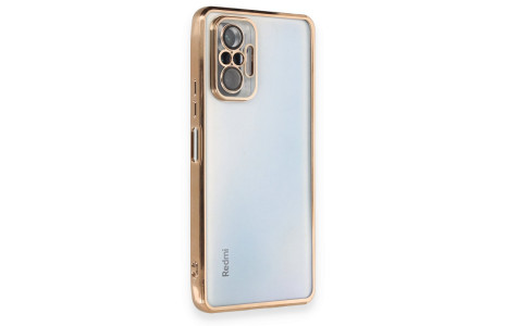 Newface Xiaomi Redmi Note 10 Pro Kılıf Razer Lensli Silikon - Gold
