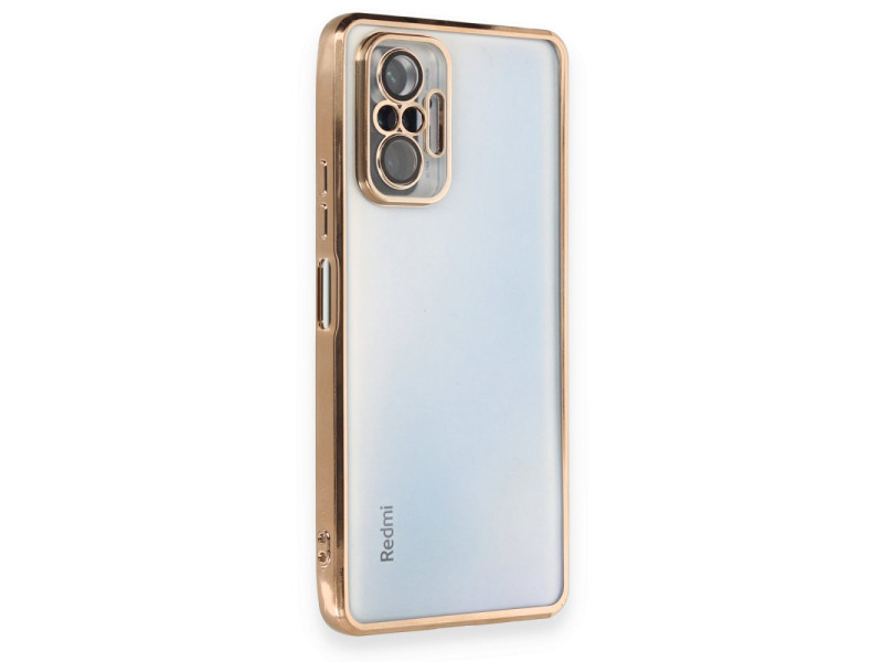 Newface Xiaomi Redmi Note 10 Pro Kılıf Razer Lensli Silikon - Gold