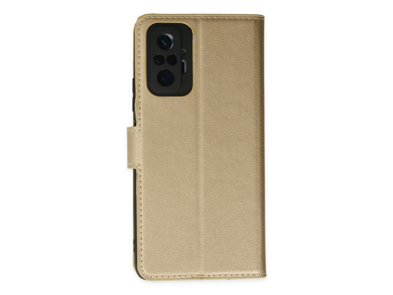 Newface Xiaomi Redmi Note 10 Pro Kılıf Trend S Plus Kapaklı Kılıf - Gold