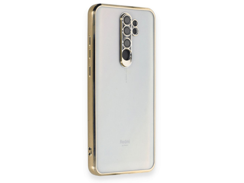 Newface Xiaomi Redmi Note 8 Pro Kılıf Razer Lensli Silikon - Gold