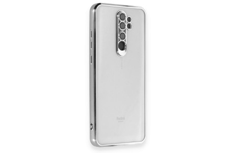Newface Xiaomi Redmi Note 8 Pro Kılıf Razer Lensli Silikon - Gümüş