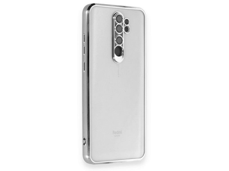 Newface Xiaomi Redmi Note 8 Pro Kılıf Razer Lensli Silikon - Gümüş