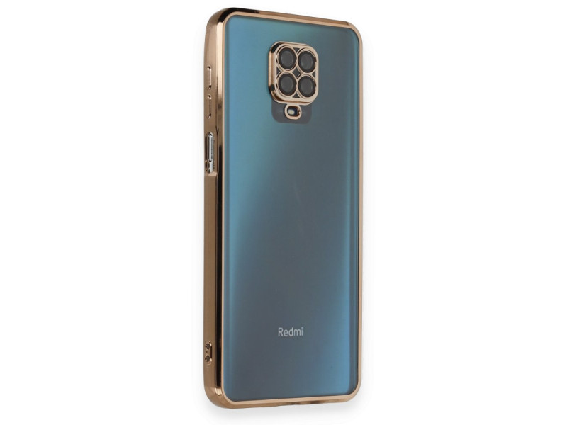 Newface Xiaomi Redmi Note 9 Pro Kılıf Razer Lensli Silikon - Gold