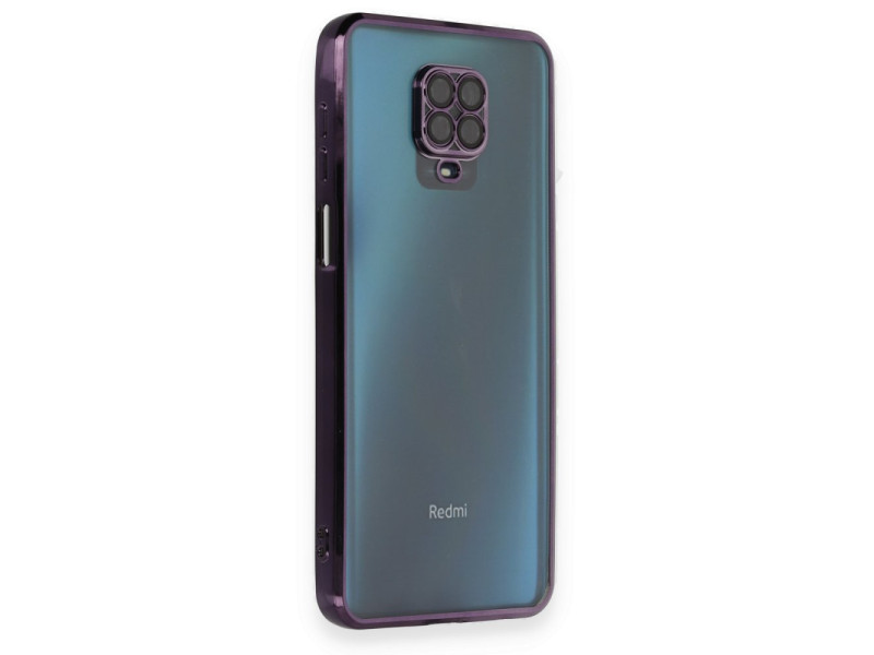 Newface Xiaomi Redmi Note 9 Pro Kılıf Razer Lensli Silikon - Mor